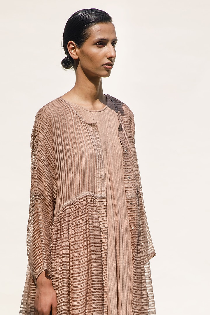 Nude Linen Noil Overlay by Urvashi Kaur at Pernia's Pop Up Shop