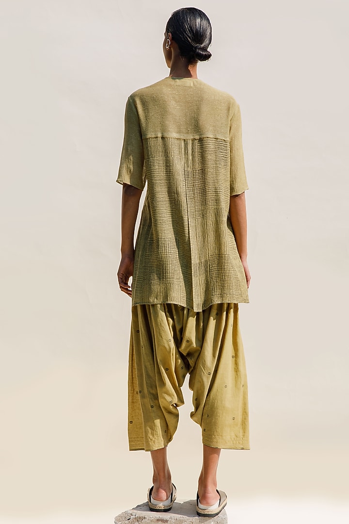 Ochre Matka Silk Block Printed Top by Urvashi Kaur at Pernia's Pop Up Shop