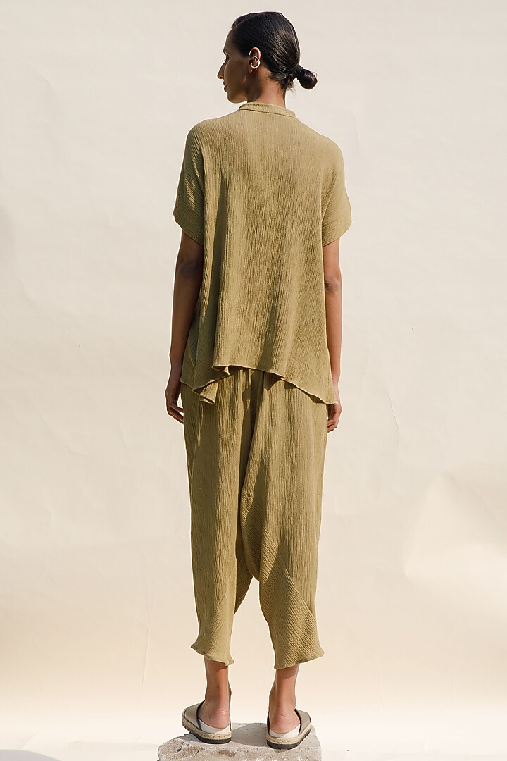 Ochre Crinkle Cotton Dhoti Salwar by Urvashi Kaur at Pernia's Pop Up Shop