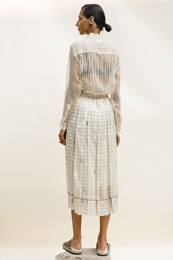 Shell-Colored Linen Noil Sheer Shirt by Urvashi Kaur at Pernia's Pop Up Shop