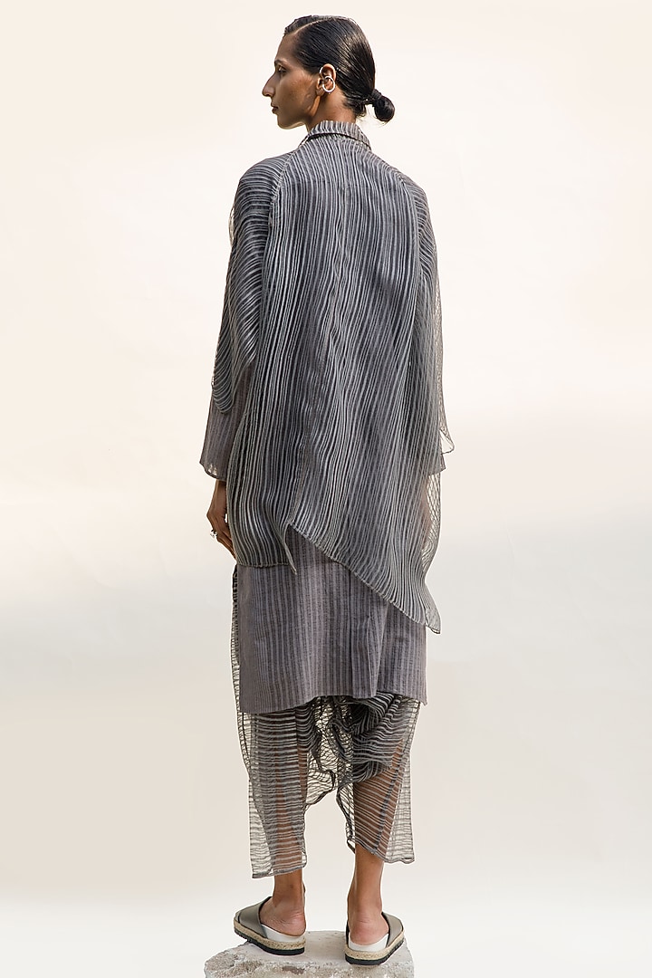 Slate Grey Linen Noil Shirt by Urvashi Kaur at Pernia's Pop Up Shop