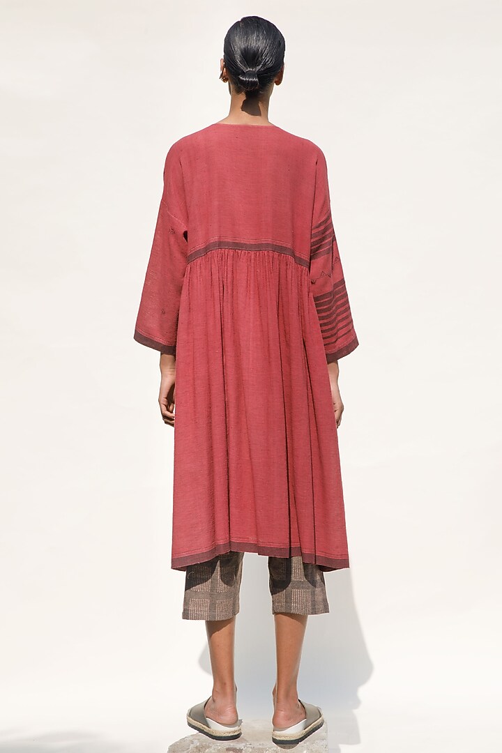 Nude Handspun Cotton Checkered Pants by Urvashi Kaur at Pernia's Pop Up Shop