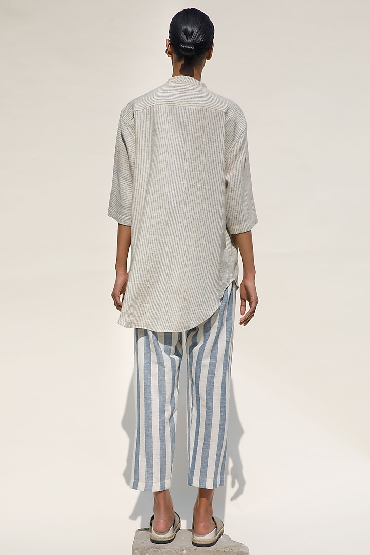 Shell-Colored Handloom Cotton Shirt by Urvashi Kaur at Pernia's Pop Up Shop