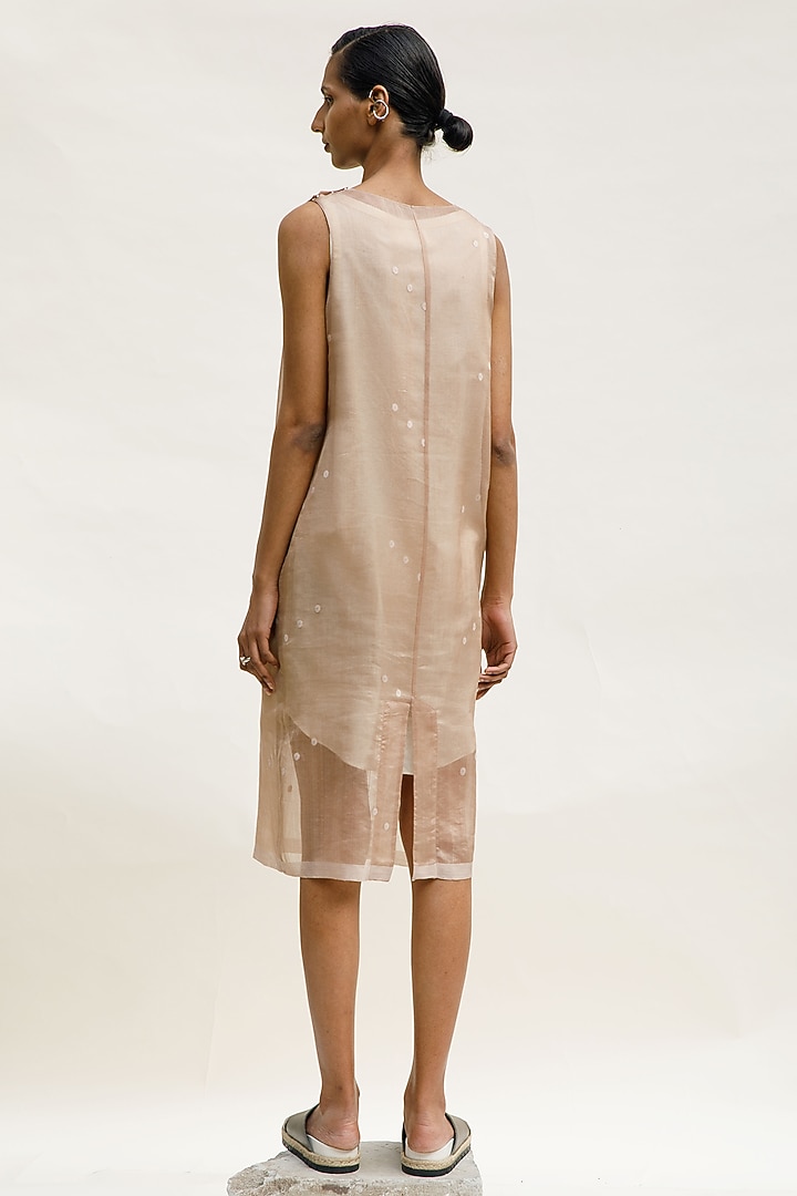 Nude Chanderi Cotton Silk Knee-Length Vacation Dress by Urvashi Kaur at Pernia's Pop Up Shop