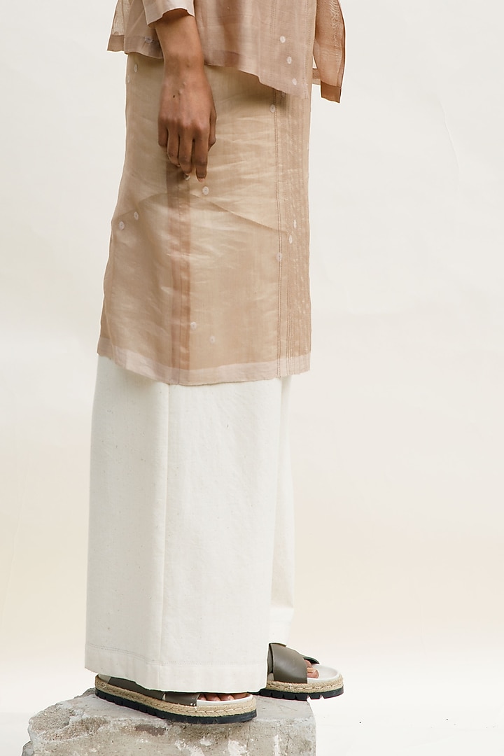 Shell-Colored Handspun Cotton Pants by Urvashi Kaur at Pernia's Pop Up Shop