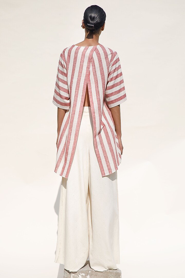 Shell-Colored Handloom Cotton Pants by Urvashi Kaur at Pernia's Pop Up Shop