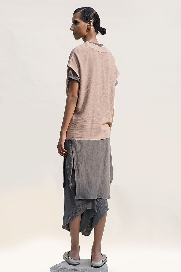 Nude Crinkle Cotton Knotted Top by Urvashi Kaur at Pernia's Pop Up Shop