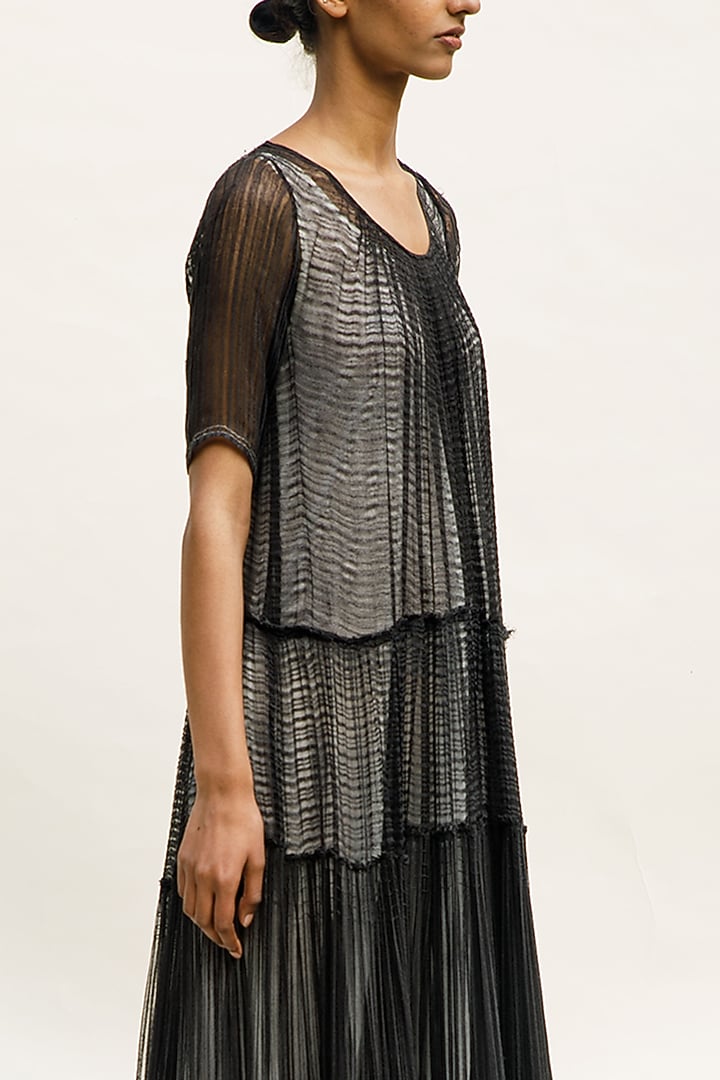 Charcoal Linen Noil Tiered Maxi Dress by Urvashi Kaur at Pernia's Pop Up  Shop 2026