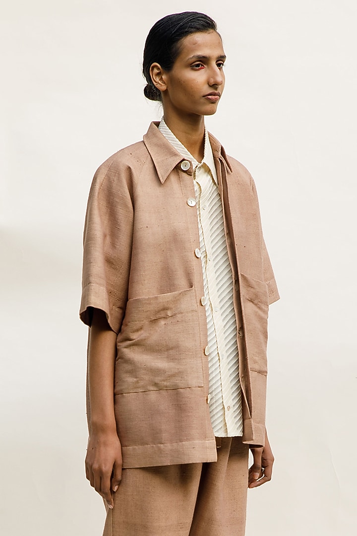 Nude Cotton Jacket by Urvashi Kaur at Pernia's Pop Up Shop