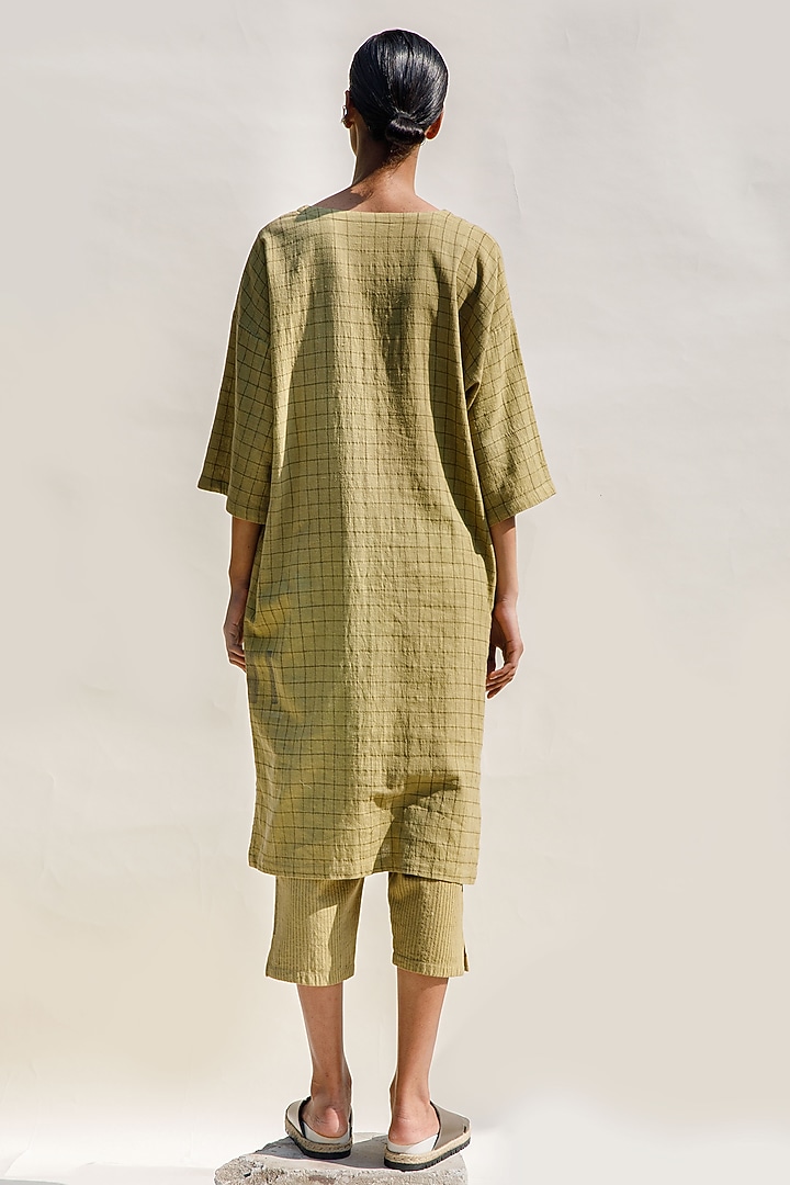 Ochre Organic Cotton Block Printed Tunic by Urvashi Kaur at Pernia's Pop Up Shop