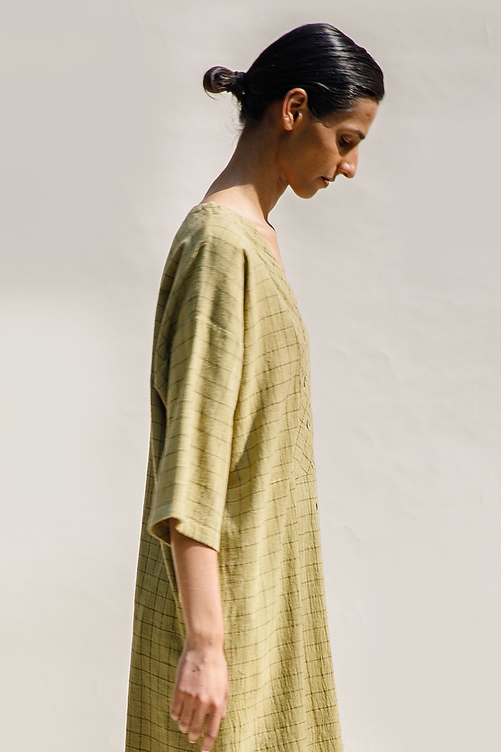 Ochre Organic Cotton Block Printed Tunic by Urvashi Kaur at Pernia's Pop Up Shop