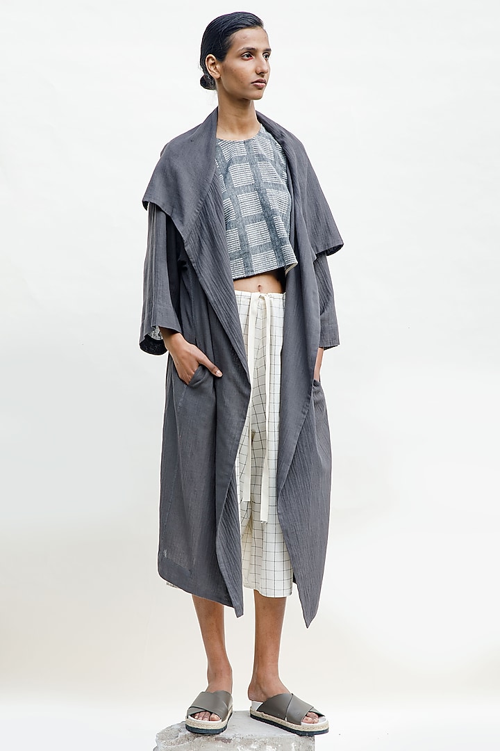 Slate Grey Organic Cotton Overlay by Urvashi Kaur at Pernia's Pop Up Shop