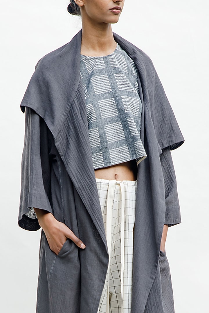 Slate Grey Organic Cotton Overlay by Urvashi Kaur at Pernia's Pop Up Shop