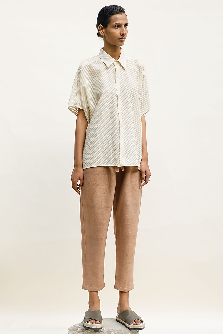 Nude Cotton Pants by Urvashi Kaur at Pernia's Pop Up Shop