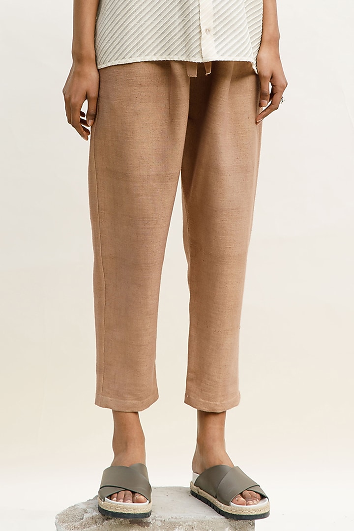 Nude Cotton Pants by Urvashi Kaur at Pernia's Pop Up Shop