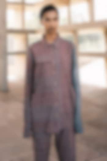 Brick Hand Spun Cotton Striped Shirt by Urvashi Kaur