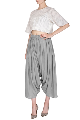 Grey Organic Cotton Salwar Pants by Urvashi Kaur