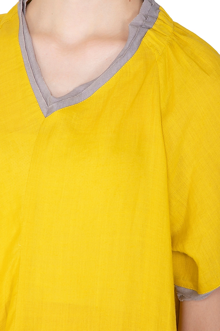 Yellow Crushed Cowl Summer Dress by Urvashi Kaur at Pernia's Pop Up Shop