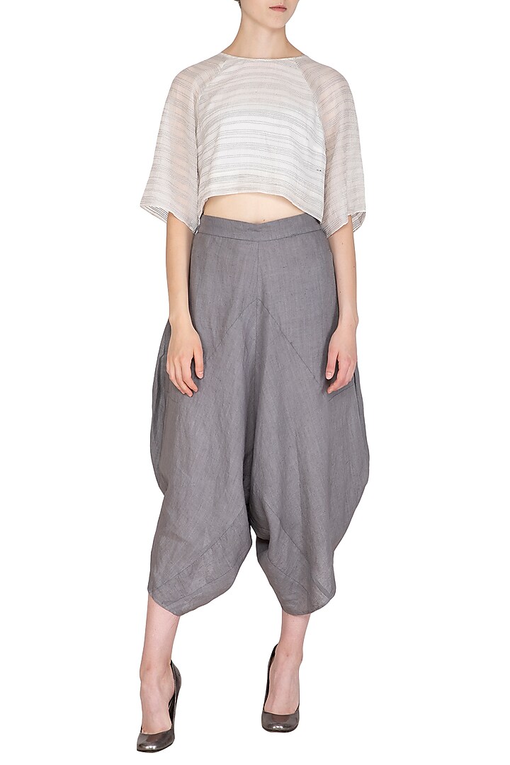 White Organic Cotton Crop Top by Urvashi Kaur at Pernia's Pop Up Shop