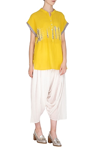 Yellow Tie-Dye Top by Urvashi Kaur