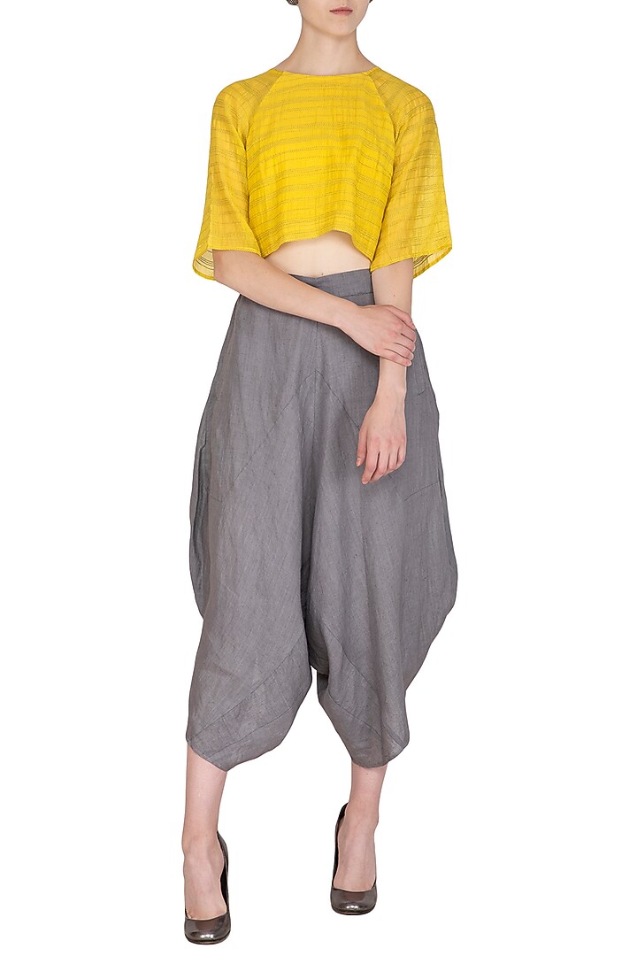 Yellow Organic Cotton Crop Top by Urvashi Kaur at Pernia's Pop Up Shop