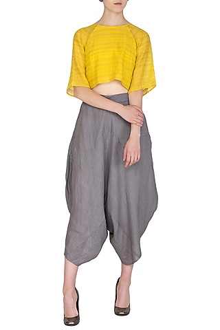 Yellow Organic Cotton Crop Top by Urvashi Kaur