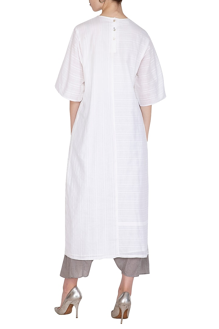 White Striped Tunic by Urvashi Kaur at Pernia's Pop Up Shop