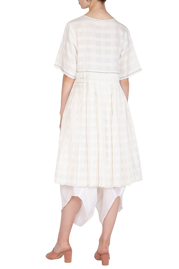 White Pleated Peplum Summer Dress by Urvashi Kaur at Pernia's Pop Up Shop