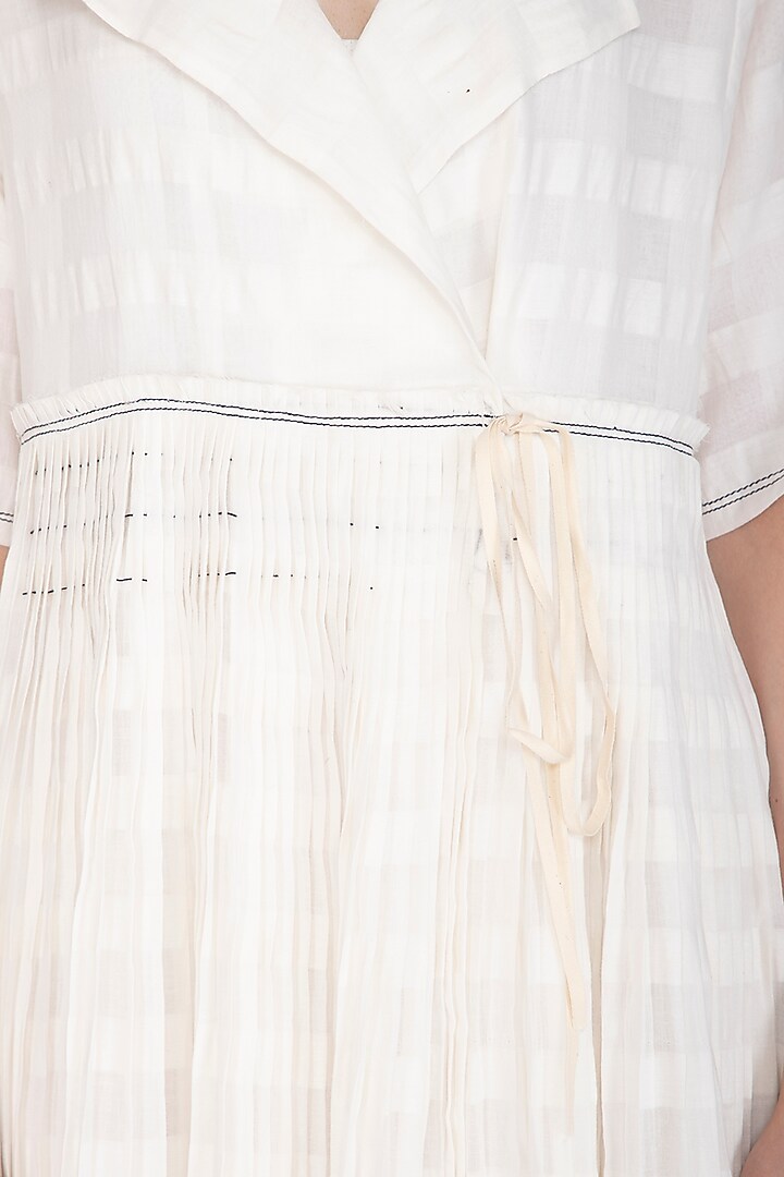 White Pleated Peplum Summer Dress by Urvashi Kaur at Pernia's Pop Up Shop