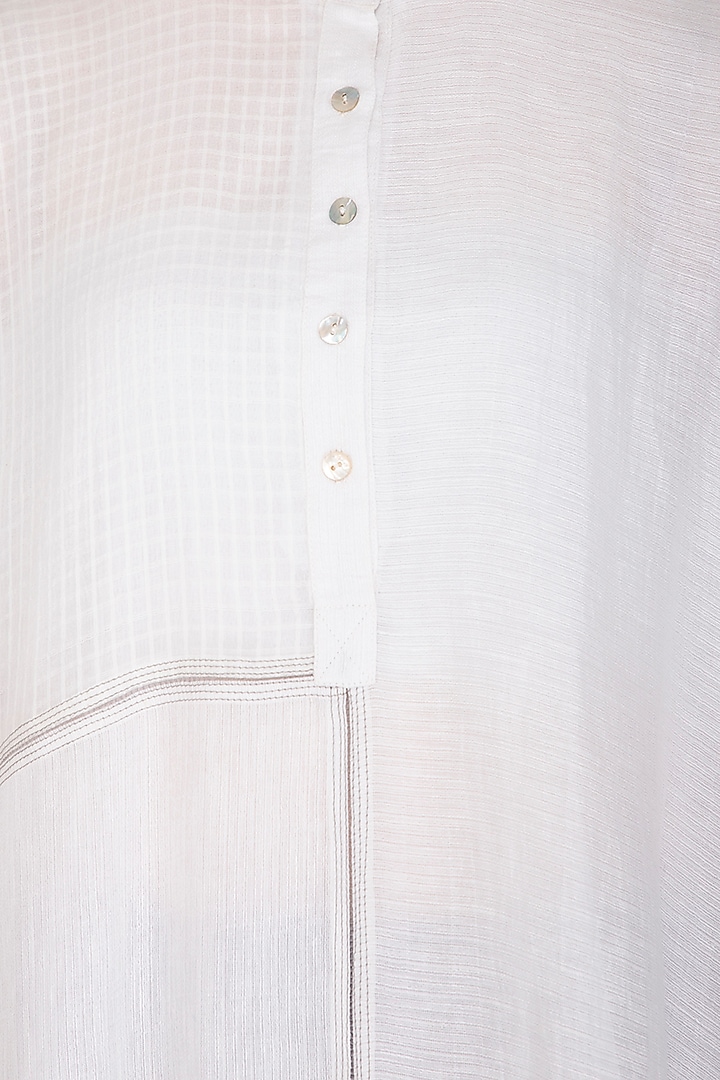 White Checkered & Striped Top by Urvashi Kaur at Pernia's Pop Up Shop