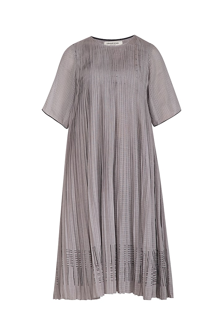 Grey Block Printed Dress by Urvashi Kaur