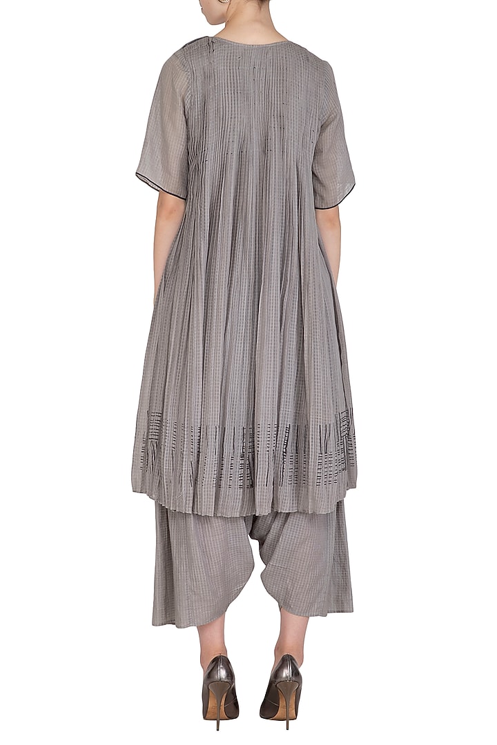 Grey Block Printed Vacation Dress by Urvashi Kaur at Pernia's Pop Up Shop