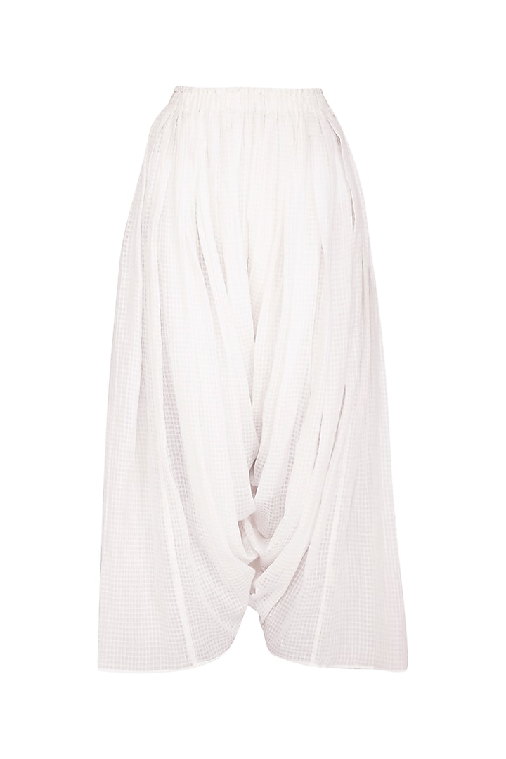 White Organic Cotton Salwar Pants by Urvashi Kaur at Pernia's Pop Up Shop