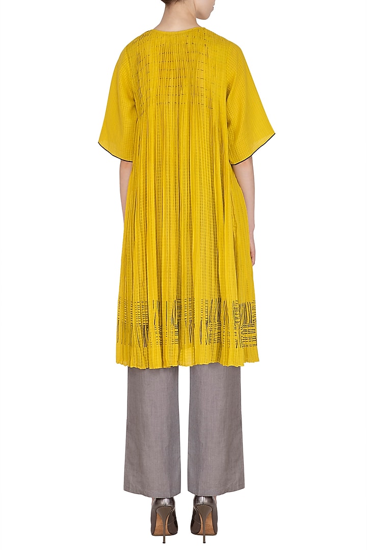 Yellow Block Printed Vacation Dress by Urvashi Kaur at Pernia's Pop Up Shop