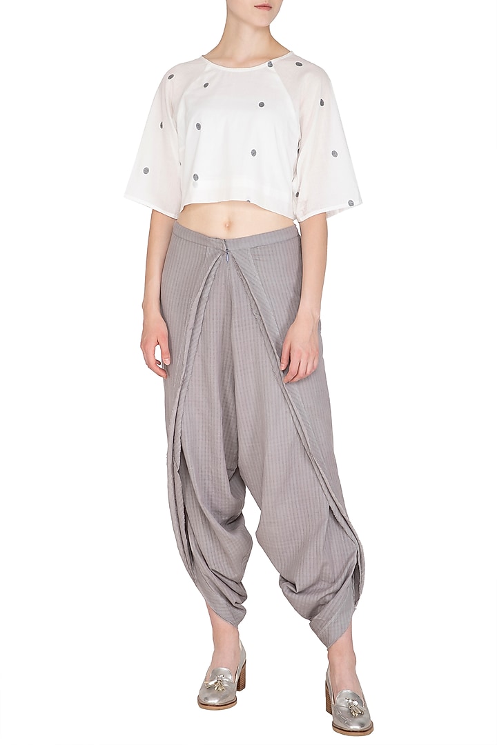 Grey Organic Cotton Dhoti Pants by Urvashi Kaur at Pernia's Pop Up Shop