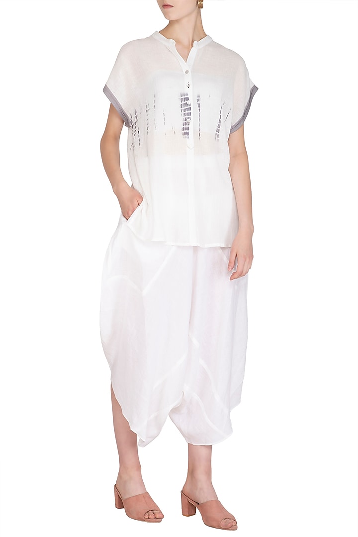 White Organic Cotton Dhoti Pants by Urvashi Kaur at Pernia's Pop Up Shop