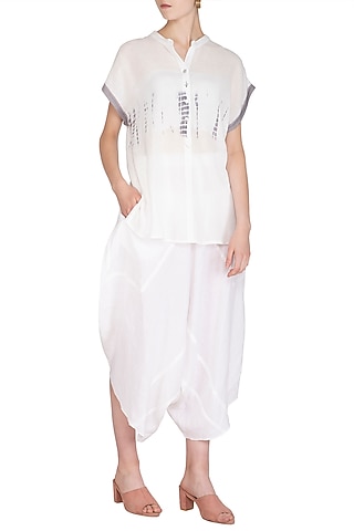 White Organic Cotton Dhoti Pants by Urvashi Kaur