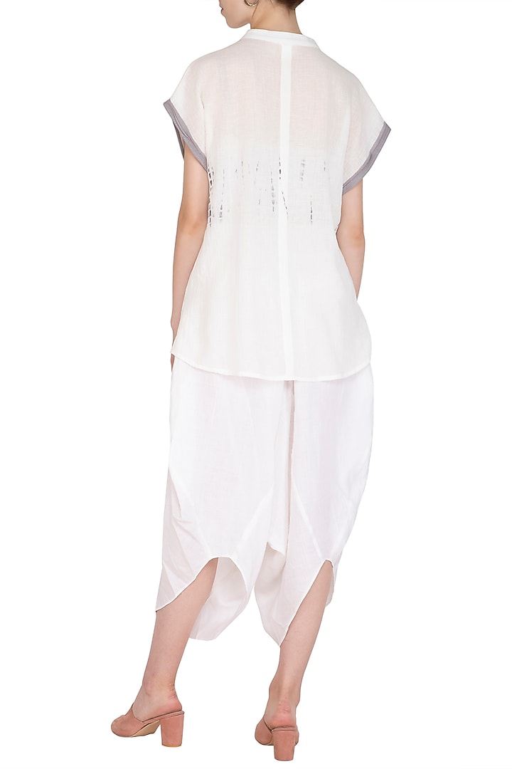 White Organic Cotton Dhoti Pants by Urvashi Kaur at Pernia's Pop Up Shop