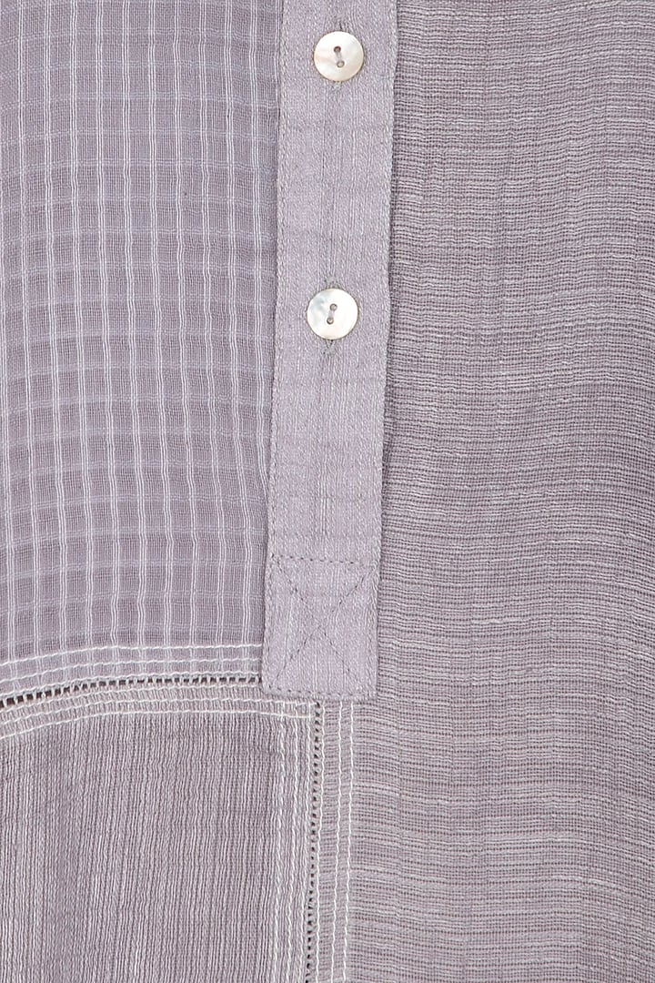 Grey Checkered & Striped Tunic by Urvashi Kaur at Pernia's Pop Up Shop