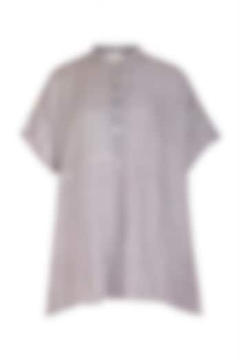 Grey Checkered & Striped Top by Urvashi Kaur at Pernia's Pop Up Shop