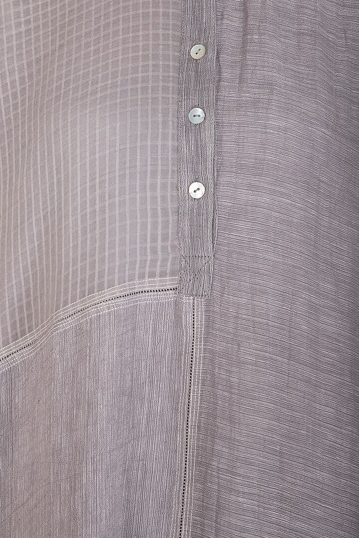 Grey Checkered & Striped Top by Urvashi Kaur at Pernia's Pop Up Shop
