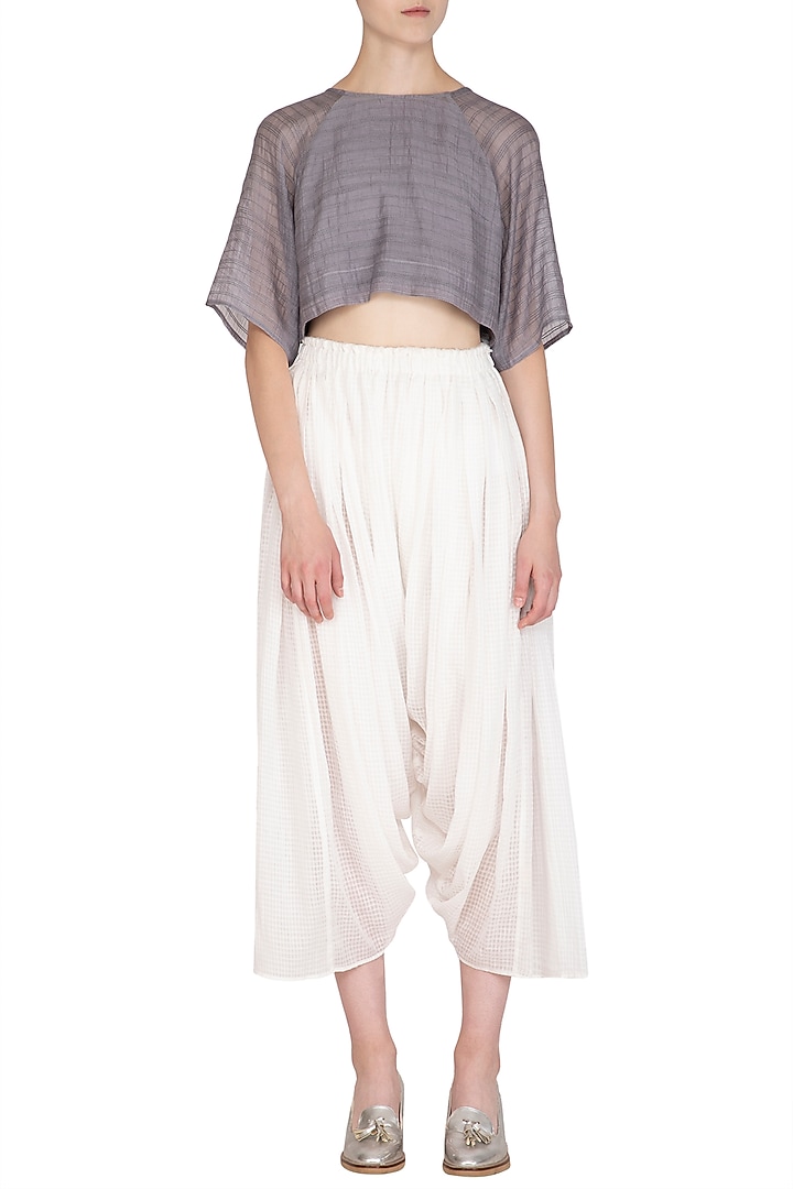 Grey Organic Crop Top by Urvashi Kaur at Pernia's Pop Up Shop