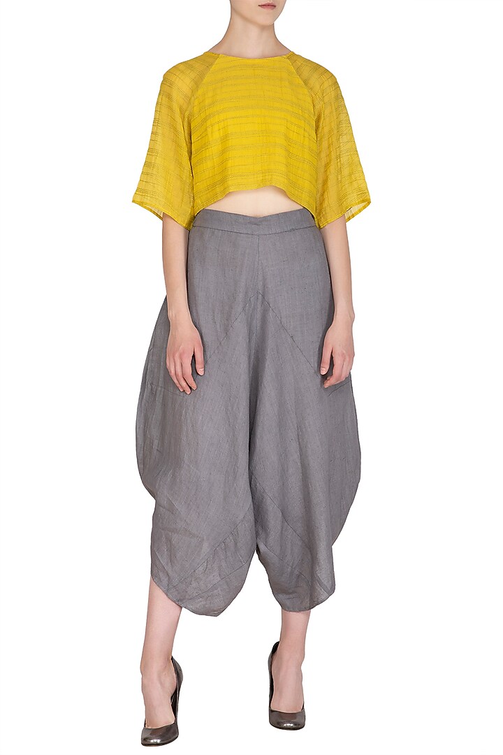 Grey Cotton Dhoti Pants by Urvashi Kaur at Pernia's Pop Up Shop