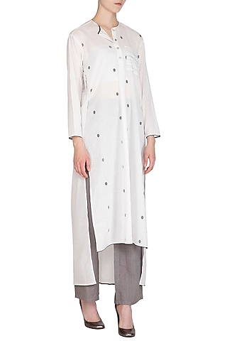 White Dotted Tunic by Urvashi Kaur