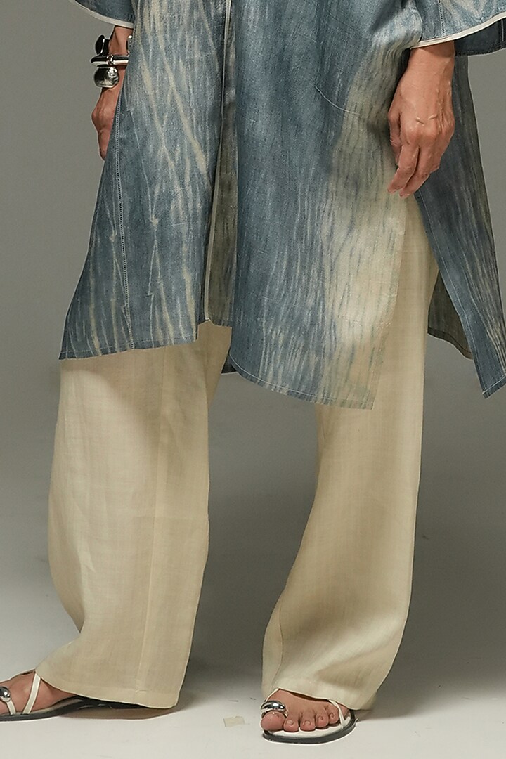 Pearl White Linen Pants by Urvashi Kaur at Pernia's Pop Up Shop