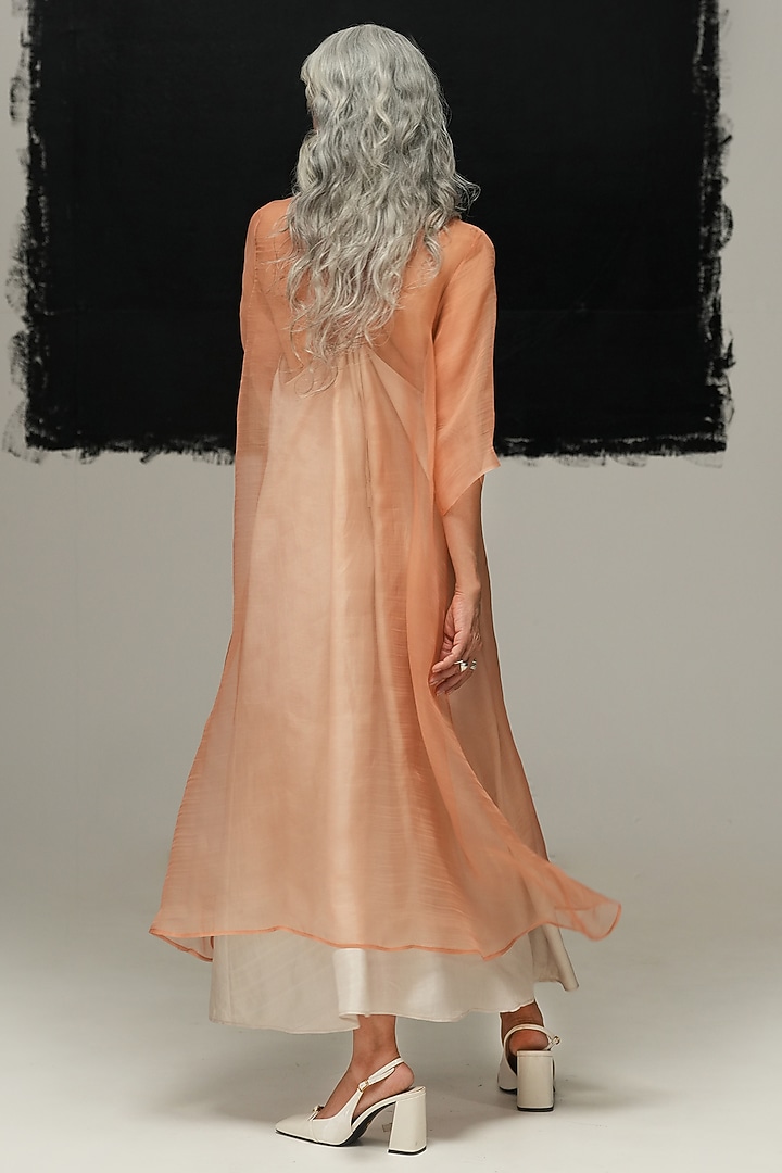 Rust Handwoven Sheer Organza Tunic by Urvashi Kaur at Pernia's Pop Up Shop
