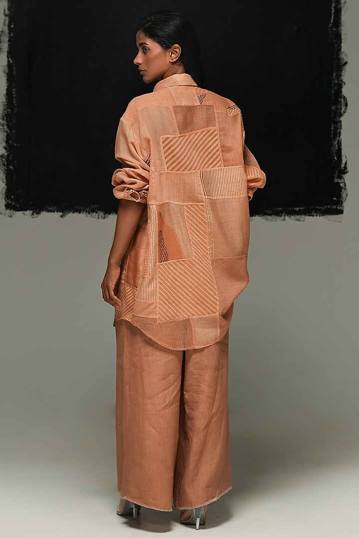 Rust Cotton Blend Shirt by Urvashi Kaur at Pernia's Pop Up Shop