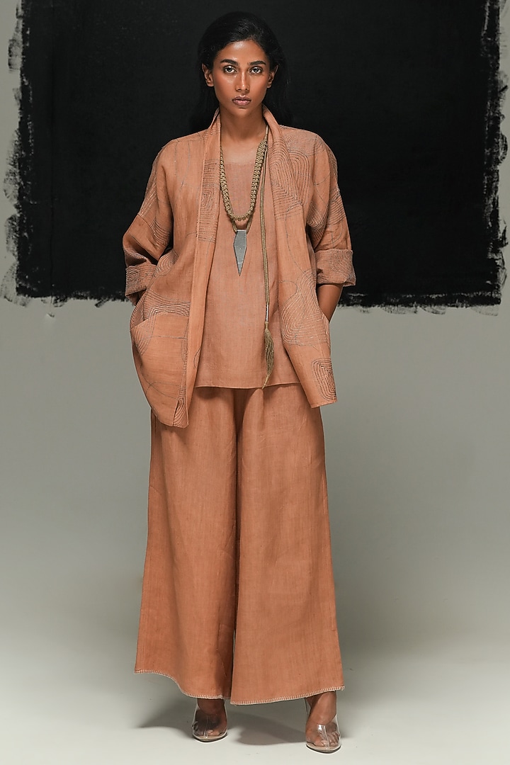 Rust Linen Pants by Urvashi Kaur at Pernia's Pop Up Shop