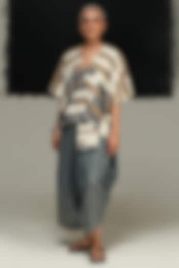 Multi-Colored Tussar Handwoven Silk Top by Urvashi Kaur at Pernia's Pop Up Shop