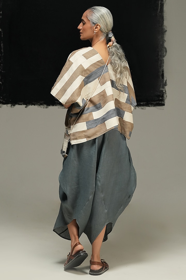 Multi-Colored Tussar Handwoven Silk Top by Urvashi Kaur at Pernia's Pop Up Shop